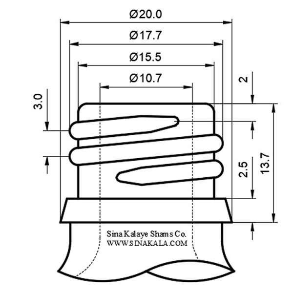 18mm Glass bottle neck finish dimension drawing ابعاد و نقشه گلویی 18 میلیمتر بطری شیشه قطره چکان