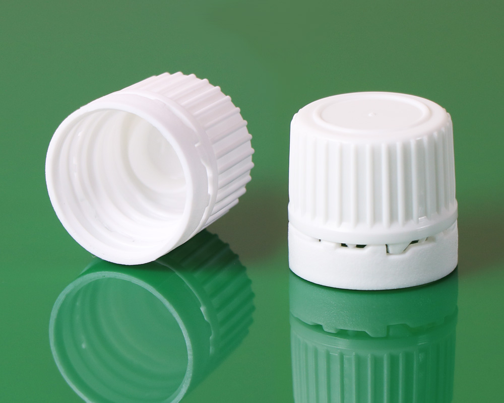 plastic tamper evident bottle ribed cap 18 mm کپ آببند شیشه قطره چکان عاج درشت