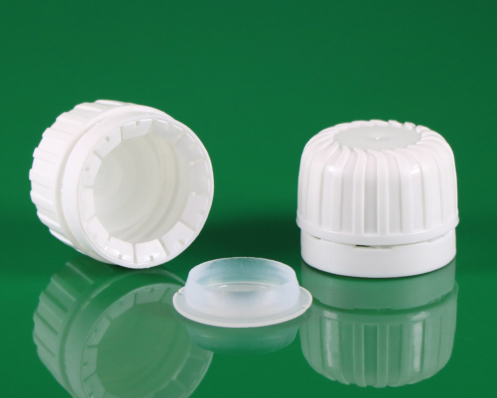 28mm Tamper Evident plastic Cap with stopper for PET bottle درب پلاستیکی 28 میلیمتر پلمپ دار با استاپر گازبند بطری پت