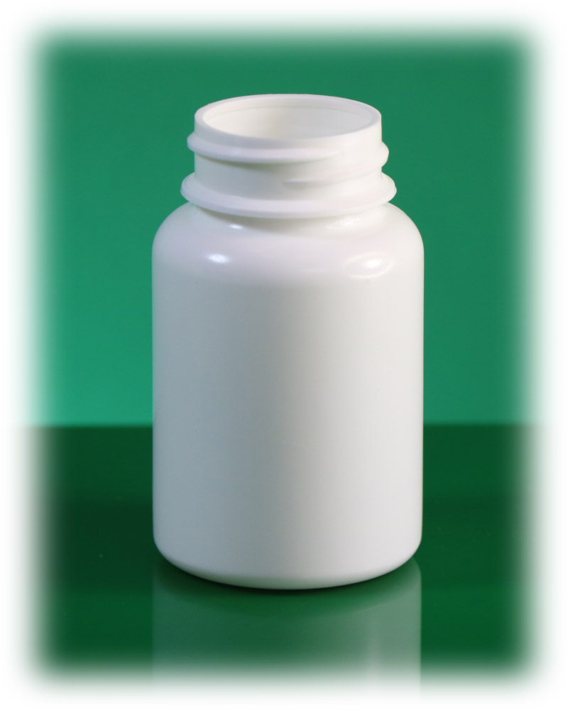 75cc PE Bottle and Container for pharmaceutical capsule and tablet with 32mm neck قوطی قرص فلاکن 75 سی سی با درب ساده و چایلدلاک 