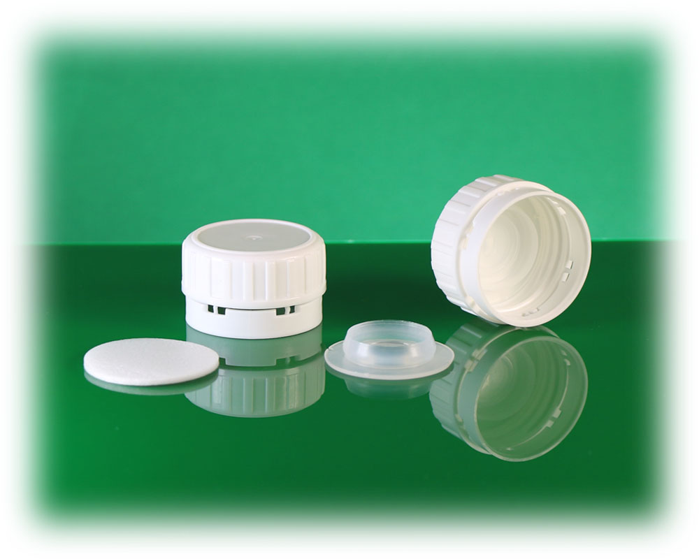 31.5mm Tamper Evident plastic Cap with stopper or foam liner for glass bottle درپوش 31.5 میلیمتر پلمپ دار استاپری یا واشر فومی بطری شیشه