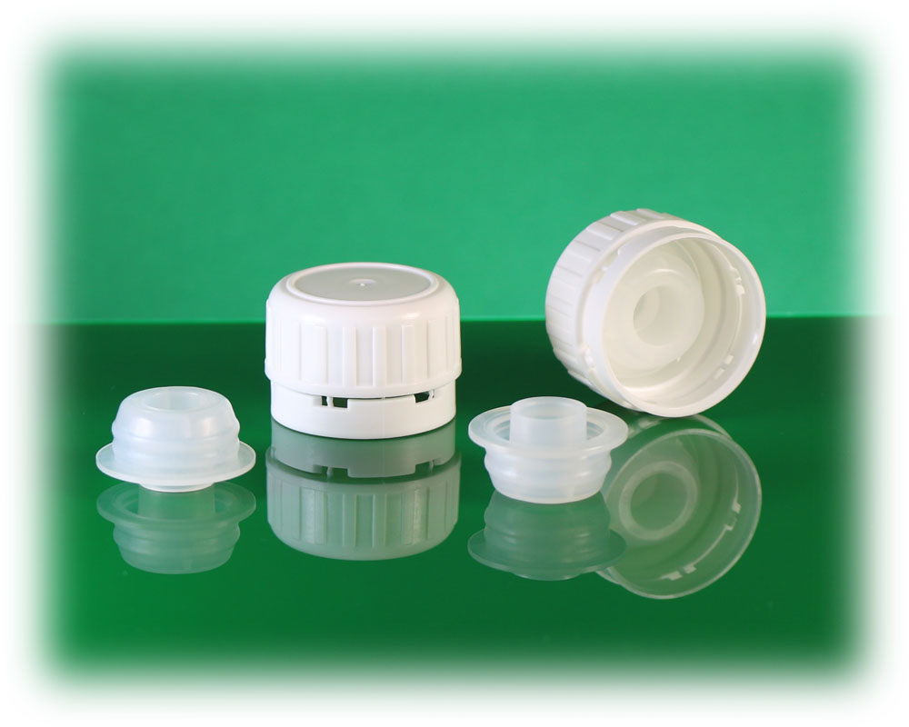 31.5mm Tamper Evident plastic Cap with orifice reducer for glass bottle درپوش پلاستیکی 31.5 میلیمتر پلمپ دار با آسانریز یا روانریز بطری شیشه
