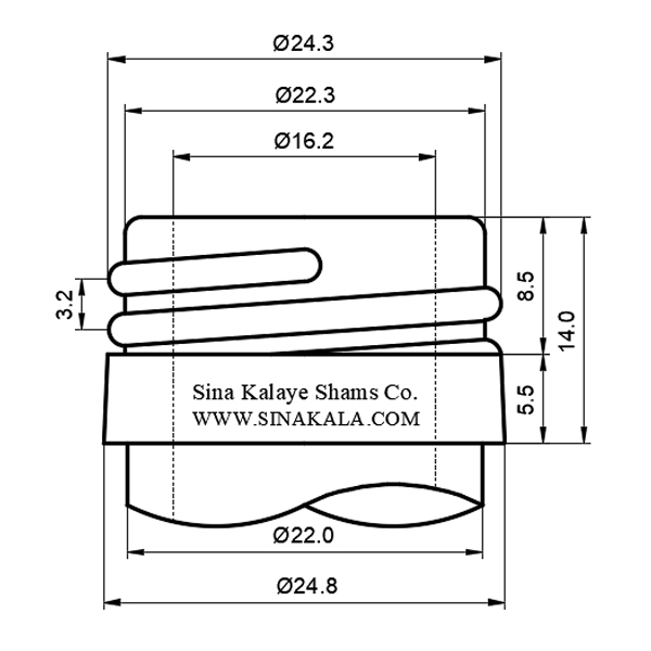 25mm Glass bottle neck finish dimension drawing ابعاد و نقشه گلویی 25 میلیمتر بطری شیشه