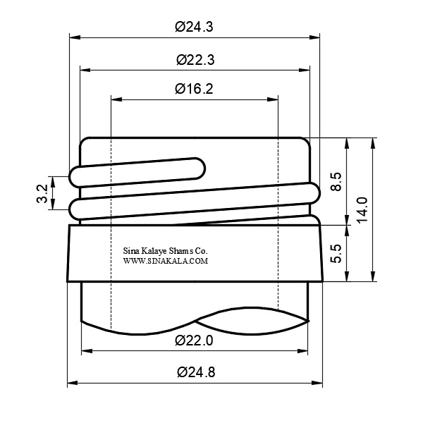 25mm Glass bottle neck finish dimension drawing ابعاد و نقشه گلویی 25 میلیمتر بطری شیشه