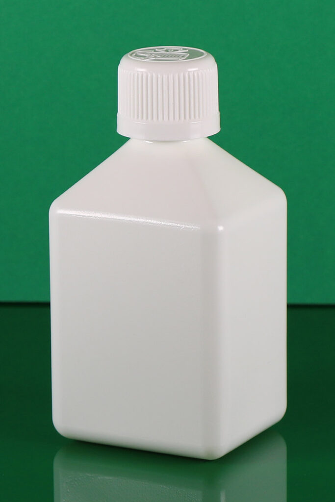250ml rectangular pyramidical PE Bottle and Container with 25 mm neck بطری پلی اتیلنی چهارگوش 250 سی سی هرمی