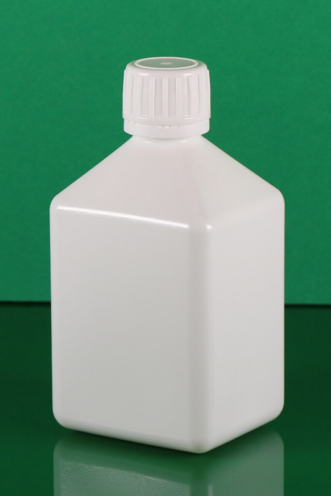 250ml rectangular pyramidical PE Bottle and Container with 25 mm neck بطری پلی اتیلنی چهارگوش 250 سی سی هرمی