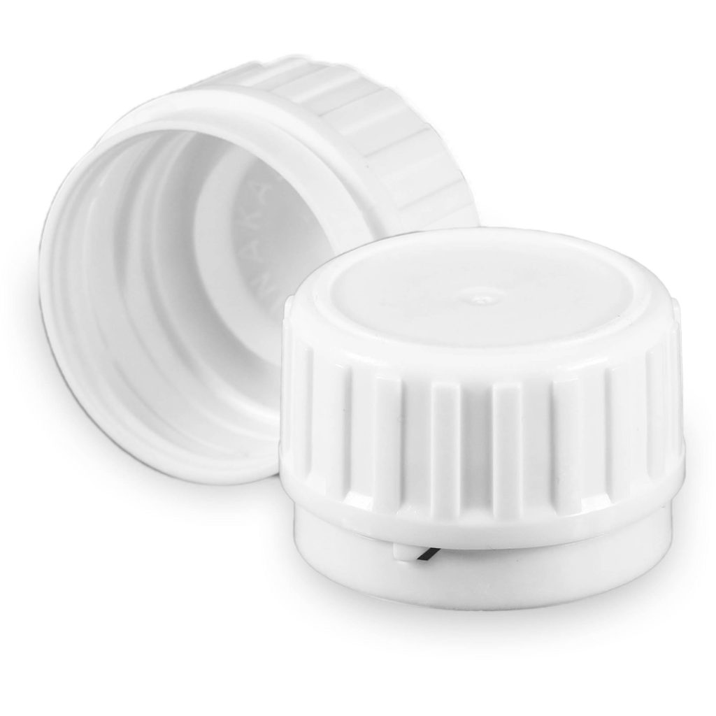 28mm Tamper Evident plastic Cap for glass bottle درب پلاستیکی 28 میلیمتر پلمپ دار بطری شیشه رینگی آج درشت