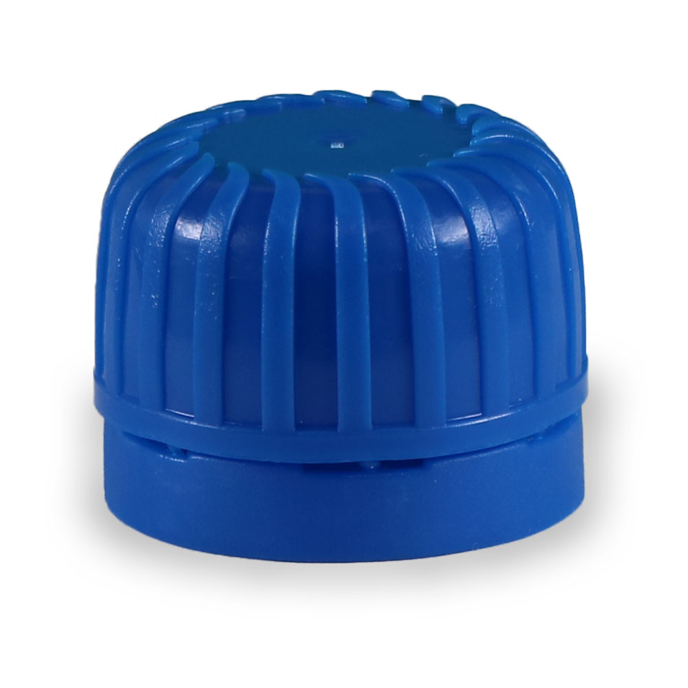 28mm blue Tamper Evident plastic Cap with orifice reducer for PET bottle درب مشکی پلاستیکی 28 میلیمتر پلمپ دار با آسان ریز یا روانریز بطری پت