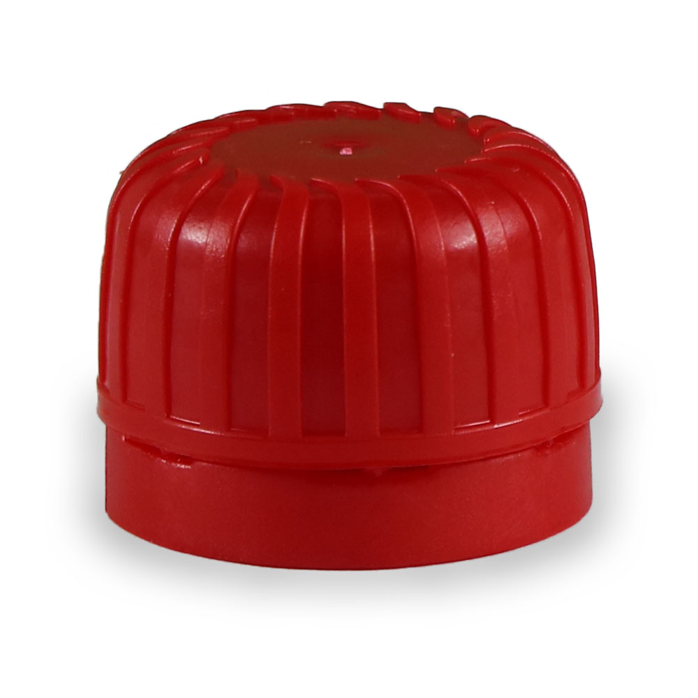 28mm Red Tamper Evident plastic Cap with orifice reducer for PET bottle درب قرمز پلاستیکی 28 میلیمتر پلمپ دار با آسان ریز یا روانریز بطری پت