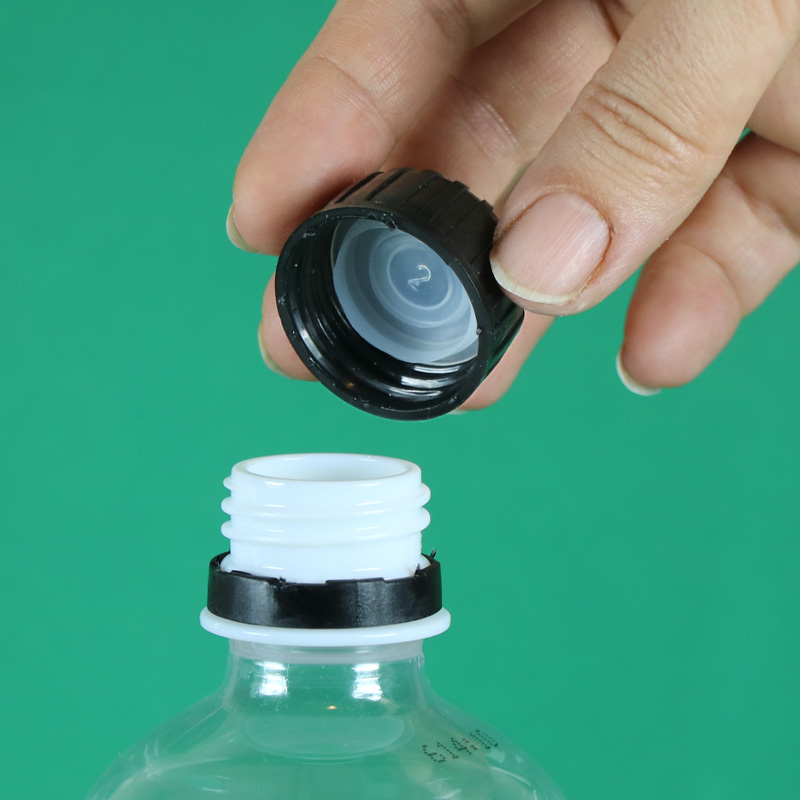28mm Tamper Evident plastic Cap with stopper for PET bottle درب پلاستیکی 28 میلیمتر پلمپ دار با استاپر گازبند بطری پت