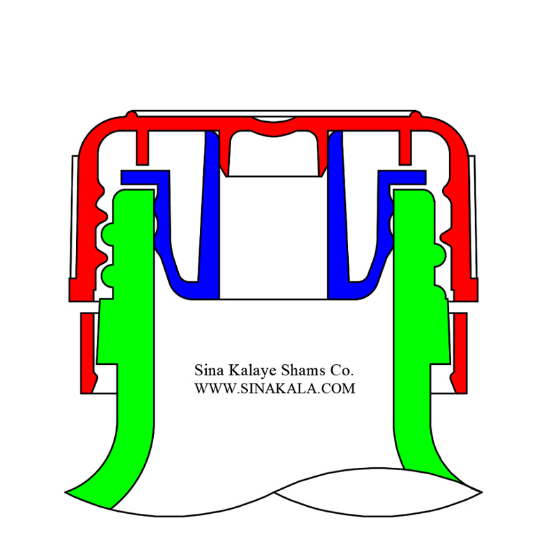 section view of 31.5mm glass bottle cap نمای برشی درب و آسان ریز بطری شیشه دهانه 31.5mm
